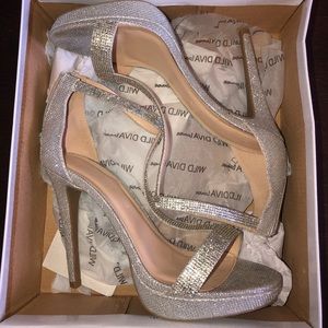 Silver glitter high heels